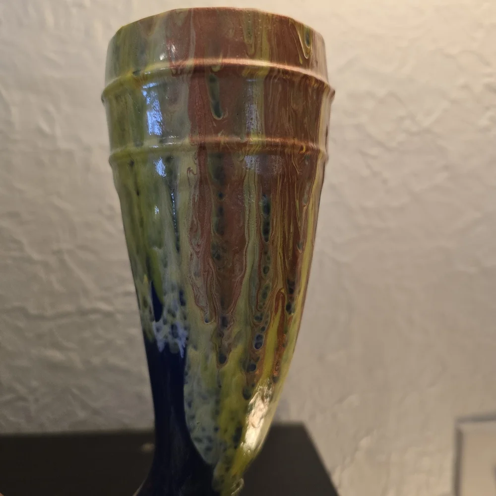 2 HANDCRAFTED Upcycled Glass Goblets HANDPAINTED Abstract Viking Drinkwear Art
